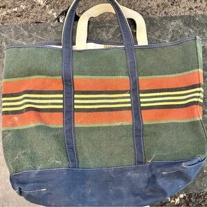 L.L. Bean Green and Orange Tote Bag with Sturdy Straps